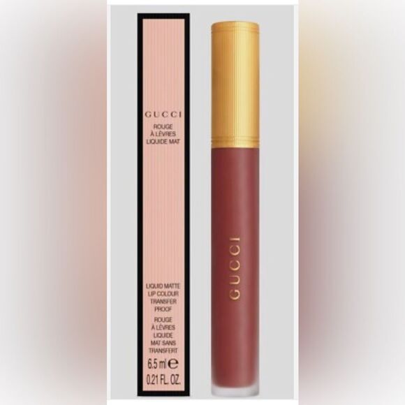 Gucci Rouge Liquid Matte Lip Color Transfer Proof 203 Mildred Rosewood - Picture 12 of 12